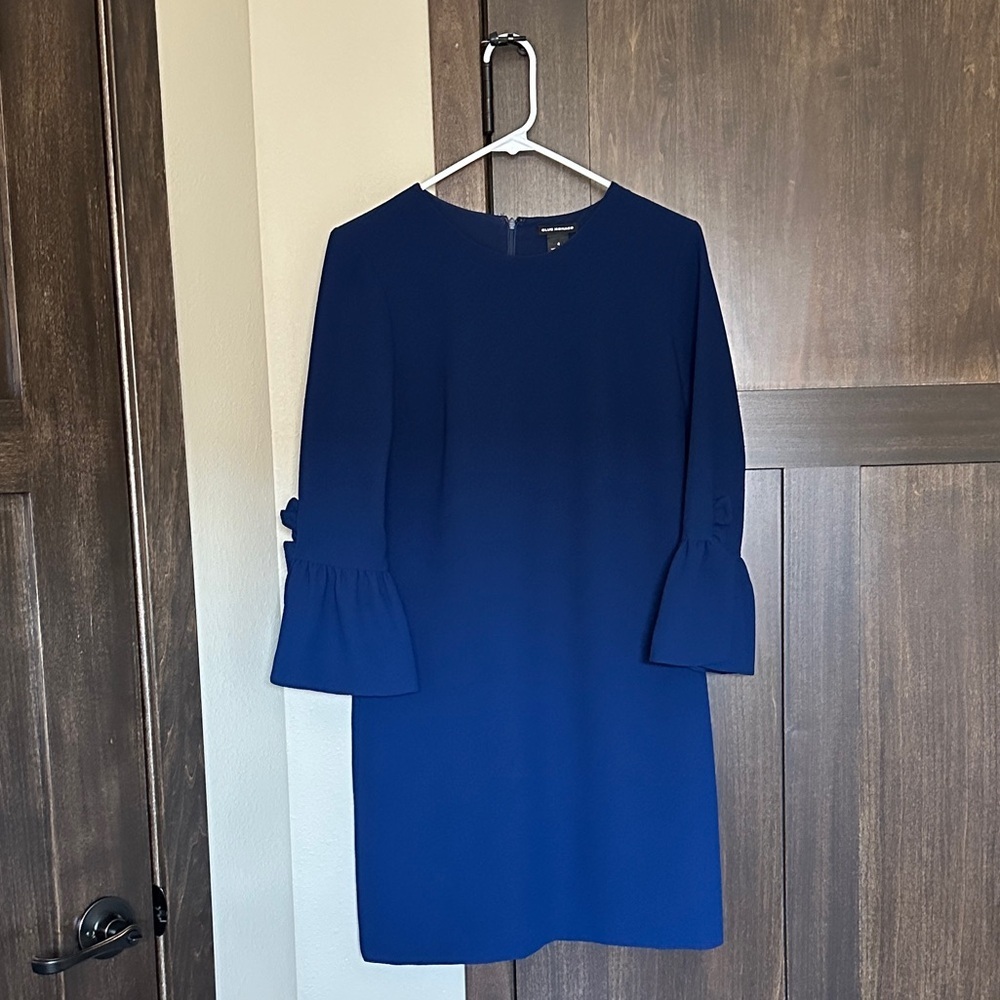 Club Monaco Women's 3/4 Ruffle Sleeve Blouson Dress Royal Blue Size 4 - Picture 2 of 11